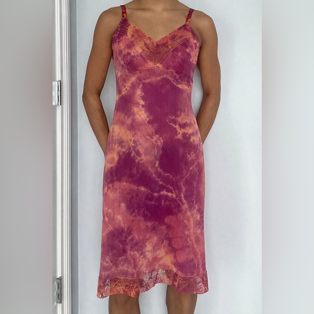 Pink and Orange Tie-Dye Midi Dress